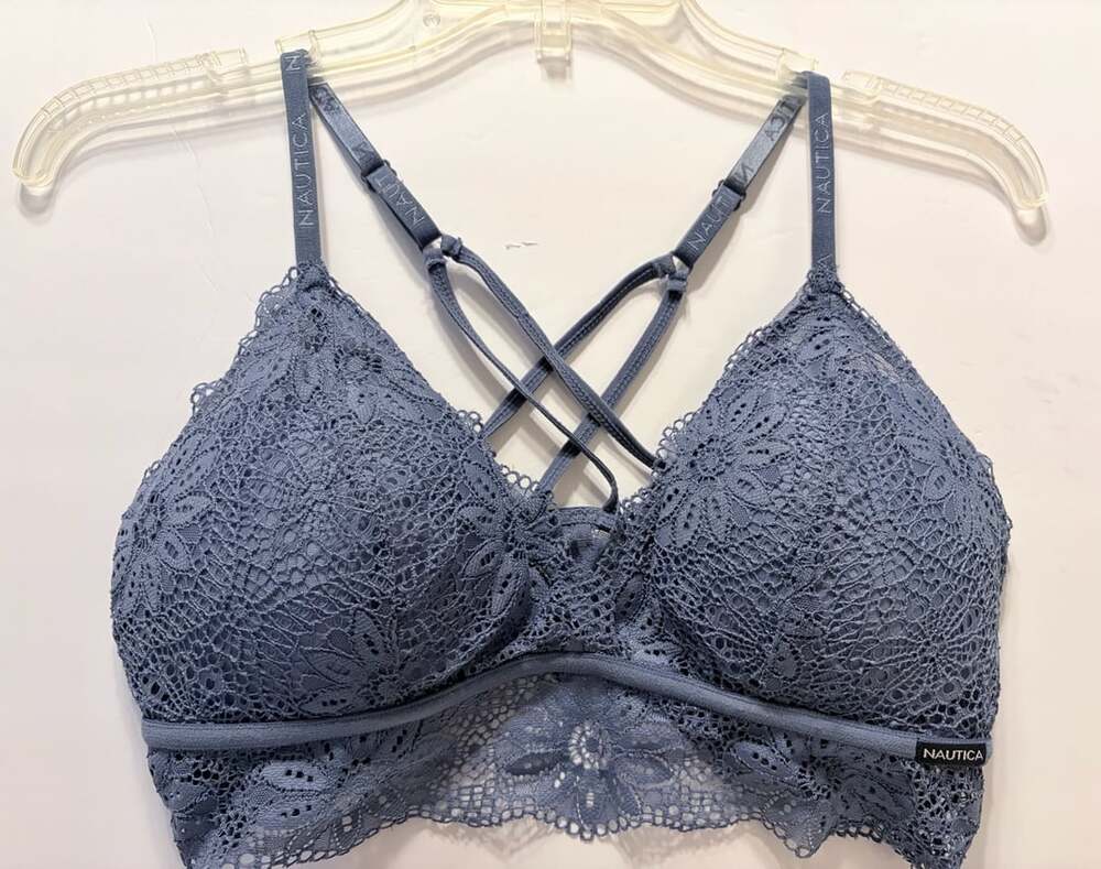 Nautica Lace Bralette Size XL Blue Crossback Longline